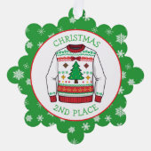Second Place Ugly Sweater Winner Christmas Ornament Kaart (Voorkant)
