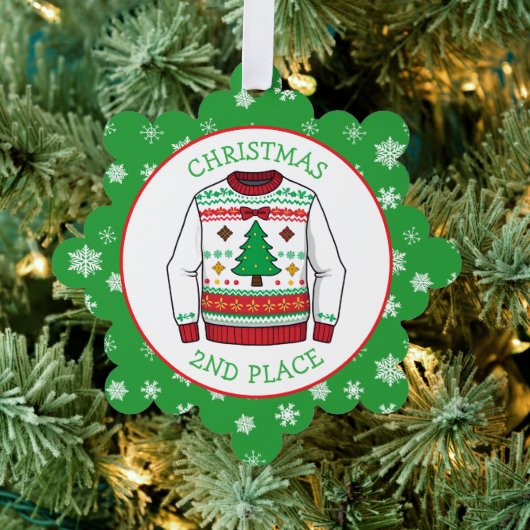 Second Place Ugly Sweater Winner Christmas Ornament Kaart (Insitu (Drie))
