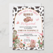Second Rodeo Bows Pink Cowgirl Birthday Invitation Kaart (Voorkant)