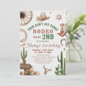 Second Rodeo Cowboy Wild West Birthday Invitation  Kaart (Staand voorkant)