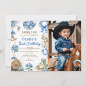 Second Rodeo Cowboy Wild West Birthday Party Invit Kaart (Voorkant)