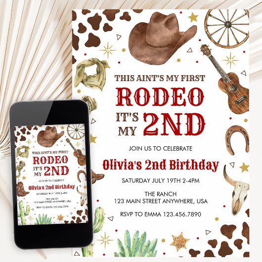 Second Rodeo Western Cowboy 2nd Birthday Kaart