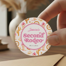Second Rodeo Western Cowgirl 2nd Birthday Party Ronde Sticker