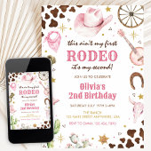 Second Rodeo Western Pink Cowgirl 2nd Birthday Kaart