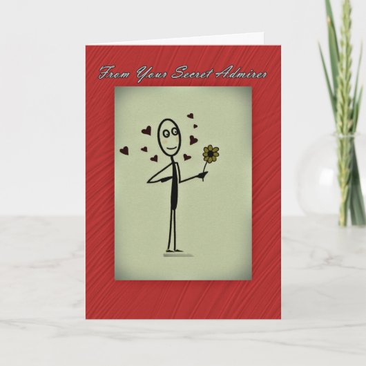 Secret Admirer Card Stick Person Kaart (Voorkant)