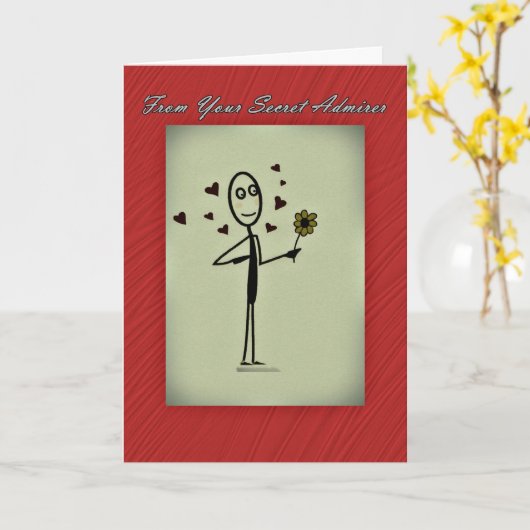 Secret Admirer Card Stick Person Kaart (Gele Bloem)