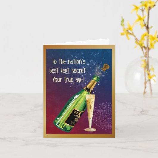Secret Age Birthday Kaart (Gele Bloem)