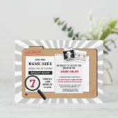 Secret Agent Birthday Detective Mission Invite Kaart (Staand voorkant)