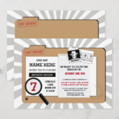Secret Agent Birthday Detective Mission Invite Kaart (Voorkant / Achterkant)