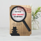 Secret Agent Birthday Party-uitnodigingen Kaart (Staand voorkant)