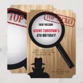 Secret Agent Birthday Party-uitnodigingen Kaart (Voorkant / Achterkant)