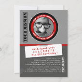 Secret Agent Custom Photo Birthday Invitation Kaart (Voorkant)