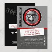 Secret Agent Custom Photo Birthday Invitation Kaart (Voorkant / Achterkant)