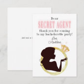 Secret Agent Licentie Party Bachelorette Route Bedankkaart (Voorkant / Achterkant)
