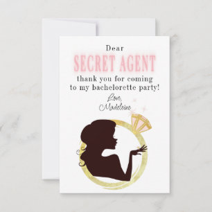 Secret Agent Licentie Party Bachelorette Route Bedankkaart
