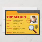 Secret Agent rechercheur Spy Birthday Party nodigt Kaart (Voorkant)