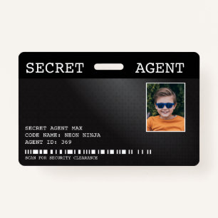 Secret Agent Spy Badge - ZWART