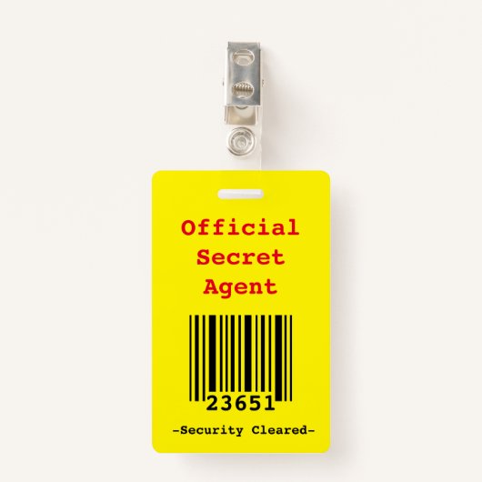 "Secret Agent/Spy Birthday" nodigt badges uit (Voorkant met clip)