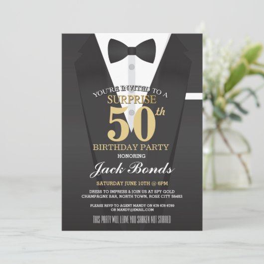 SECRET AGENT SPY BOW STROPDAS SURPRISE BIRTHDAY PA KAART (Staand voorkant)