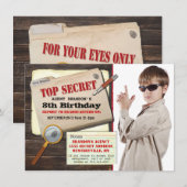 Secret Agent Spy Top Secret Birthday Party nodigt  Kaart (Voorkant / Achterkant)