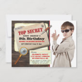 Secret Agent Spy Top Secret Birthday Party nodigt  Kaart (Voorkant)