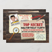 Secret Agent Spy Top Secret Birthday Party nodigt Kaart (Voorkant / Achterkant)