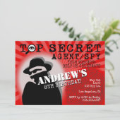 Secret Agent Spy verjaardagsfeestje uitnodiging (Staand voorkant)