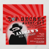 Secret Agent Spy verjaardagsfeestje uitnodiging (Voorkant / Achterkant)
