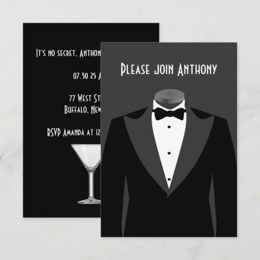 Secret Agent Thema Birthday Party Kaart (Voorkant / Achterkant)