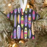 Secret Beach Hawaiian Surfboards Aloha Shirt-Black Ornament<br><div class="desc">Zwarte grond met Fandango Pink,  Dahlia Paarse,  Kelp Forest Green,  Citrus Gold en Limoen Punch colorway. Helder gekleurde grafische surfplanken creëer dit modernistische mid-eeuwse moderne ontwerp. Vernoemd naar het Secret Beach in Kauai is dit ontwerp geweldig voor dat "geheime" strandhuis. Dit ontwerp is verkrijgbaar in verschillende kleurstellingen.</div>