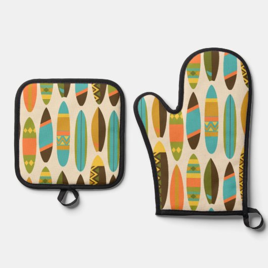 Secret Beach Hawaiian Surfboards Multi Cream Ovenwant & Pannenlap Set (Voorkant)