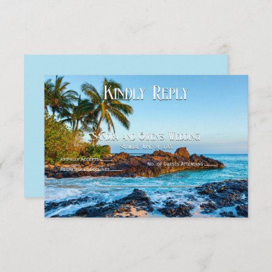 Secret Beach Maui, Tropisch Paradise, bruiloft RSV Bedankkaart (Voorkant / Achterkant)