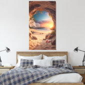 Secret Cove at Sunset — A Hidden Beach Escape Canvas Afdruk (Insitu (Slaapkamer))