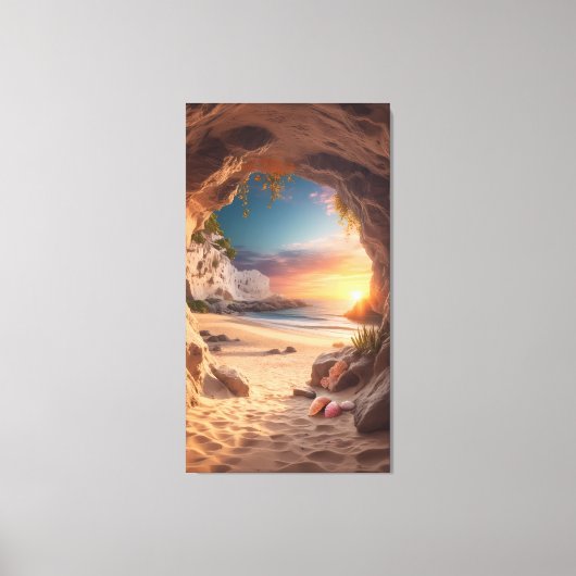 Secret Cove at Sunset — A Hidden Beach Escape Canvas Afdruk (Voorkant)