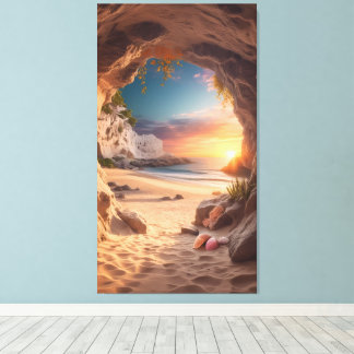 Secret Cove at Sunset — A Hidden Beach Escape Canvas Afdruk