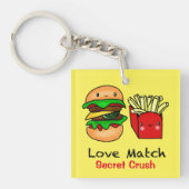 Secret Crush Kawaii hamburgervries aangepast Sleutelhanger (Voorkant)
