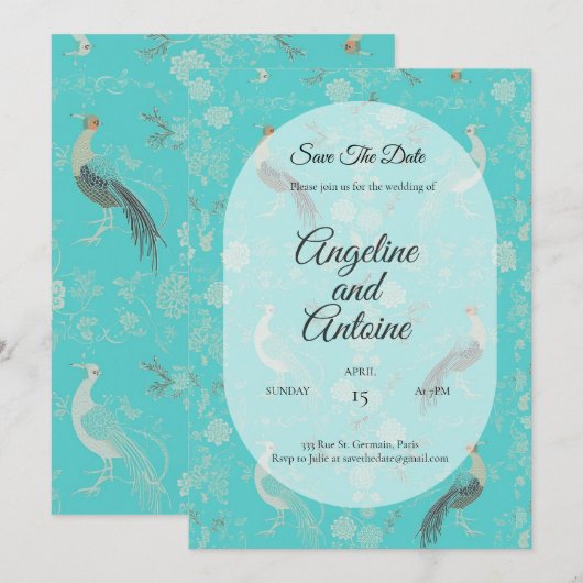 Secret d'Indochine luxe chinoiserie patroon Kaart (Voorkant / Achterkant)