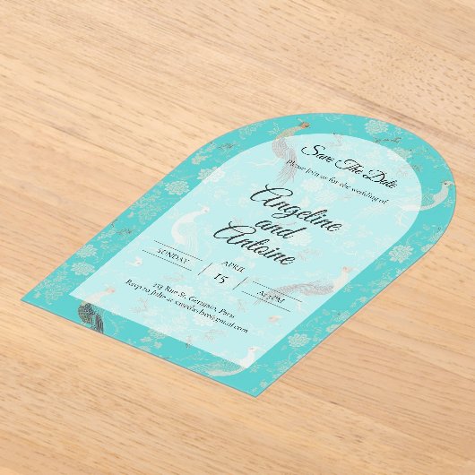 Secret d'Indochine luxury Chinoiserie pattern Acryl Uitnodigingen (Laagn)