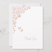 Secret Garden Blush Floral Lovebird Wedding Bedankkaart (Voorkant)