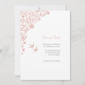 Secret Garden Blush Floral Lovebird Wedding Bedankkaart (Achterkant)
