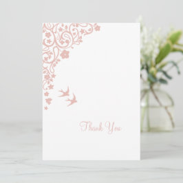 Secret Garden Blush Floral Lovebird Wedding Bedankkaart