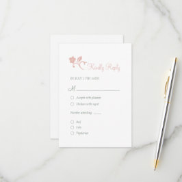 Secret Garden Blush Floral Lovebird Wedding RSVP Kaartje