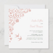 Secret Garden Blush Pink Floral Lovebird Square Kaart (Voorkant)