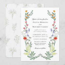 Secret Garden Boho Wildflower Wedding Kaart