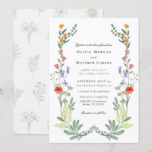 Secret Garden Boho Wildflower Wedding Kaart
