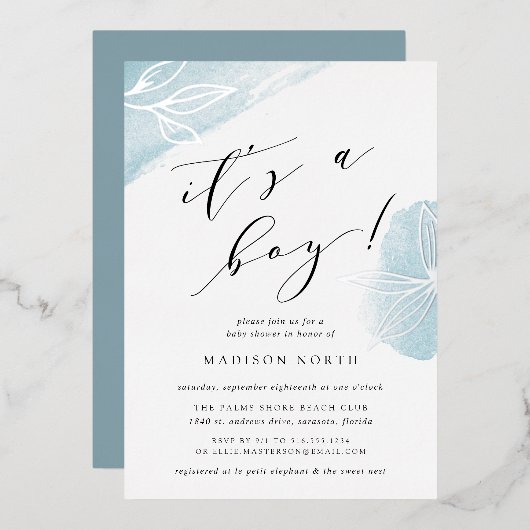 Secret Garden Botanisch Baby shower Folie Uitnodiging (Voorkant / Achterkant)