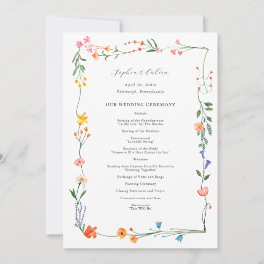 Secret Garden bruiloft ceremonie programma (Voorkant)