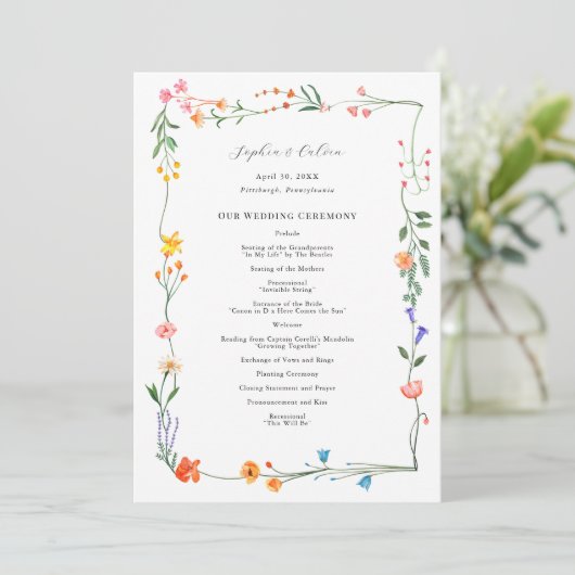 Secret Garden bruiloft ceremonie programma (Staand voorkant)