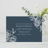 Secret Garden bruiloft uitnodiging | Marine (Staand voorkant)