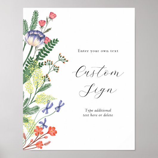 Secret Garden Floral Aangepaste tekst teken Poster (Voorkant)